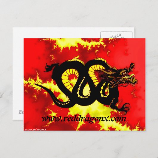 Carte Postale Dragon noir (Devant / Derrière)