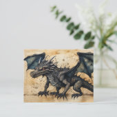 Carte Postale Dragon Noir (Debout devant)