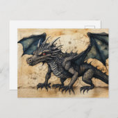 Carte Postale Dragon Noir (Devant / Derrière)