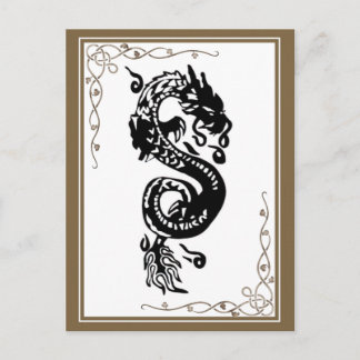 Carte Postale Dragon noir et blanc