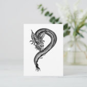 Carte Postale Dragon noir et blanc (Debout devant)