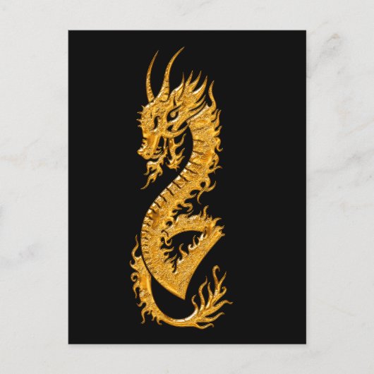 Carte Postale Dragon oriental doré 02 (Devant)