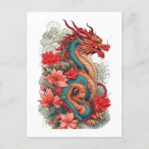 Carte Postale Dragon oriental puissant
