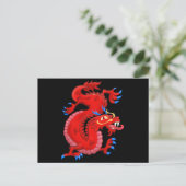 Carte Postale Dragon Oriental Rouge (Debout devant)