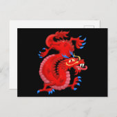 Carte Postale Dragon Oriental Rouge (Devant / Derrière)