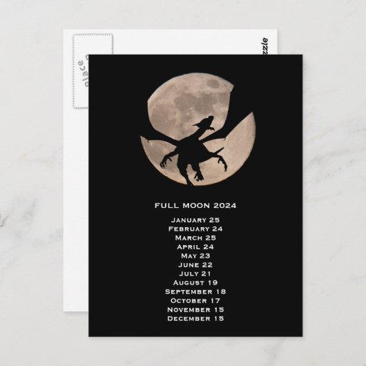 Carte Postale Dragon Pleine Lune  2024 Date Europe   (Devant / Derrière)