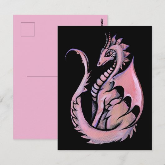 Carte Postale Dragon Rose                                        (Devant / Derrière)