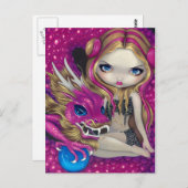 Carte postale "Dragon rose chatoyant" (Devant / Derrière)