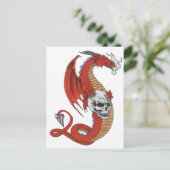 Carte Postale Dragon rouge au crâne (Debout devant)