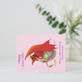 Carte Postale Dragon rouge aux oeufs de Pâques (Debout devant)