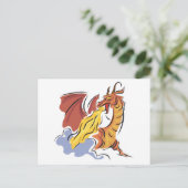 Carte Postale dragon rouge cracheur de feu (Debout devant)