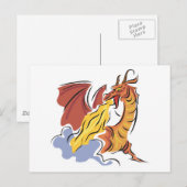 Carte Postale dragon rouge cracheur de feu (Devant / Derrière)