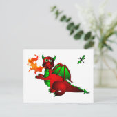 Carte Postale Dragon rouge et libellule (Debout devant)