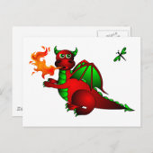 Carte Postale Dragon rouge et libellule (Devant / Derrière)