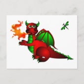 Carte Postale Dragon rouge et libellule (Devant)