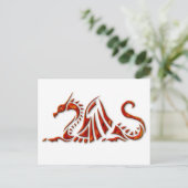Carte Postale Dragon rouge métallisé (Debout devant)