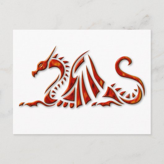 Carte Postale Dragon rouge métallisé (Devant)