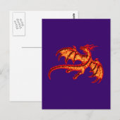 Carte Postale dragon rouge roter Drache (Devant / Derrière)