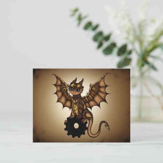 Carte Postale Dragon Steampunk (Debout devant)
