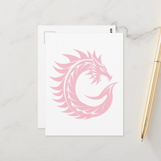Carte Postale Dragon Styled Letter C, Dragon Alphabet, Monogram (Devant/Arrière en situation)
