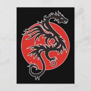 Carte Postale Dragon Sun - noir rouge blanc + vos idées