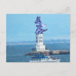 Carte postale - Dragon sur le phare du port de LA