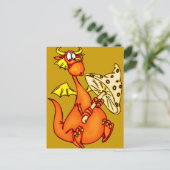 Carte Postale Dragon tenant un champignon (Debout devant)