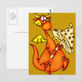 Carte Postale Dragon tenant un champignon (Devant / Derrière)