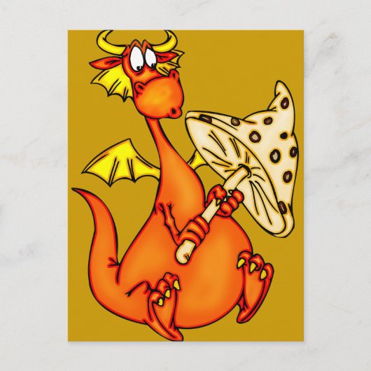 Carte Postale Dragon tenant un champignon (Devant)