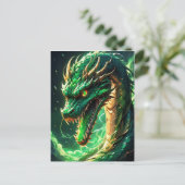 Carte Postale Dragon vert de feu (Debout devant)