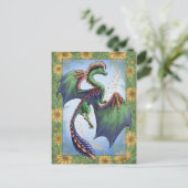 Carte Postale Dragon vert d'été Nature Imaginaire Art (Debout devant)