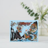 Carte Postale Dragon vert et Feng Huang. Illustration (Debout devant)