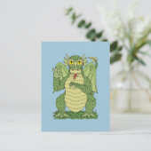 Carte Postale Dragon vert mignon (Debout devant)