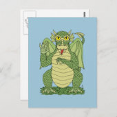 Carte Postale Dragon vert mignon (Devant / Derrière)