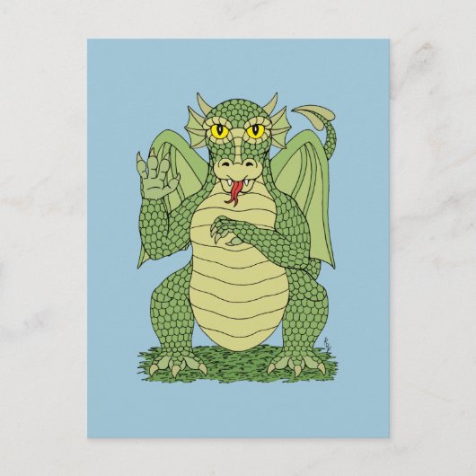 Carte Postale Dragon vert mignon (Devant)