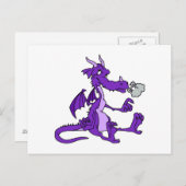 Carte Postale Dragon Violet assis (Devant / Derrière)
