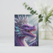 Carte Postale Dragon violet dans une couronne (Debout devant)