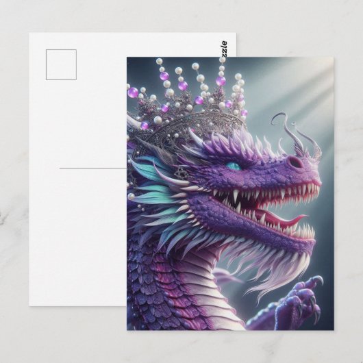 Carte Postale Dragon violet dans une couronne (Devant / Derrière)