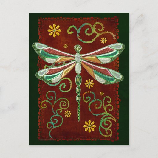 Carte Postale Dragonfly Elegant Jewel 2 Folk Art (Devant)