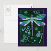 Carte Postale Dragonfly Elegant Jewel Folk Art (Devant / Derrière)