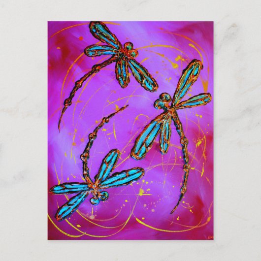 Carte Postale Dragonfly Flit Electrique rose (Devant)