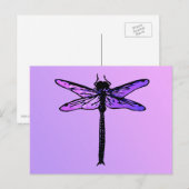 Carte Postale Dragonfly japonaise vintage, améthyste violet (Devant / Derrière)