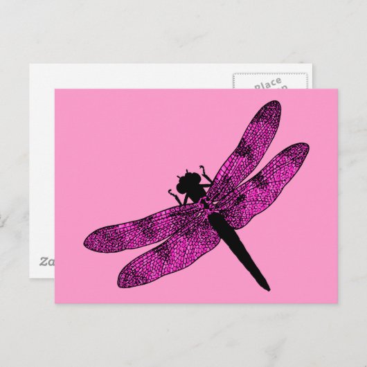 Carte Postale Dragonfly rose (Devant / Derrière)