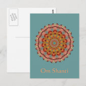Carte Postale Dragonfly Wing Om Shanti Mandala (Devant / Derrière)