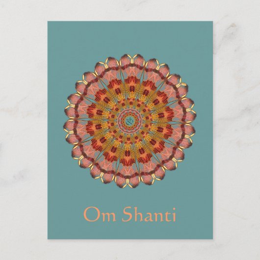 Carte Postale Dragonfly Wing Om Shanti Mandala (Devant)