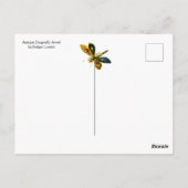 CARTE POSTALE DRAGONFLYE EN OR ANTIQUE AVEC JOYAU ET PIERRES PRE (Dos)