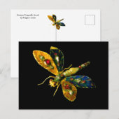 CARTE POSTALE DRAGONFLYE EN OR ANTIQUE AVEC PIERRES PRECIEUSES E (Devant / Derrière)