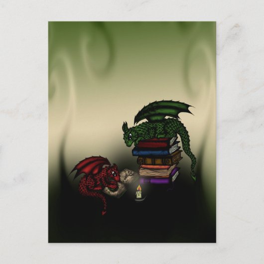 Carte Postale Dragons de bibliothèque (Devant)