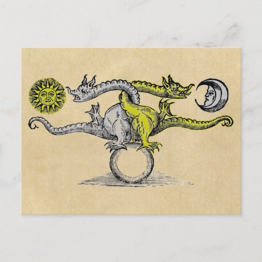 Carte Postale Dragons d'or et d'argent de l'alchimie (Devant)