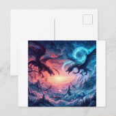 Carte Postale Dragons engagés dans la bataille pour un mystique (Devant / Derrière)